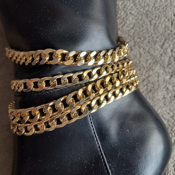 VENUS BLACK OTK BOOTS - GOLD GLAM!!! Size 9 - Inside Zipper - Picture 6 of 9